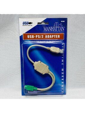 Manhattan USB-PS/2 Adapter For PS/2 Devices To USB Port Model 364966 New
